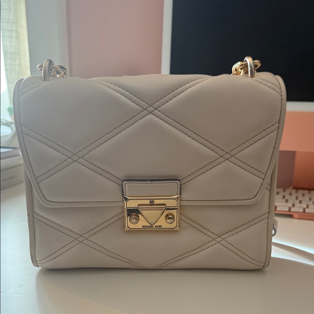 Michael Kors Beige Quilted Crossbody Bag